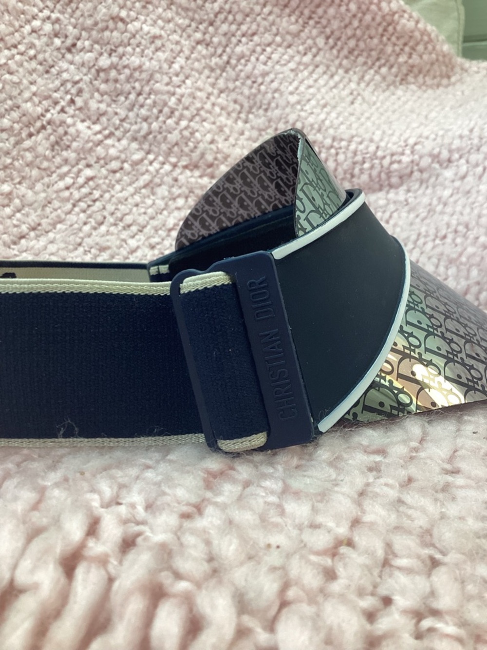 Christian Dior Monogram Visor in Metallic Silver and Navy - Picture 8 of 12